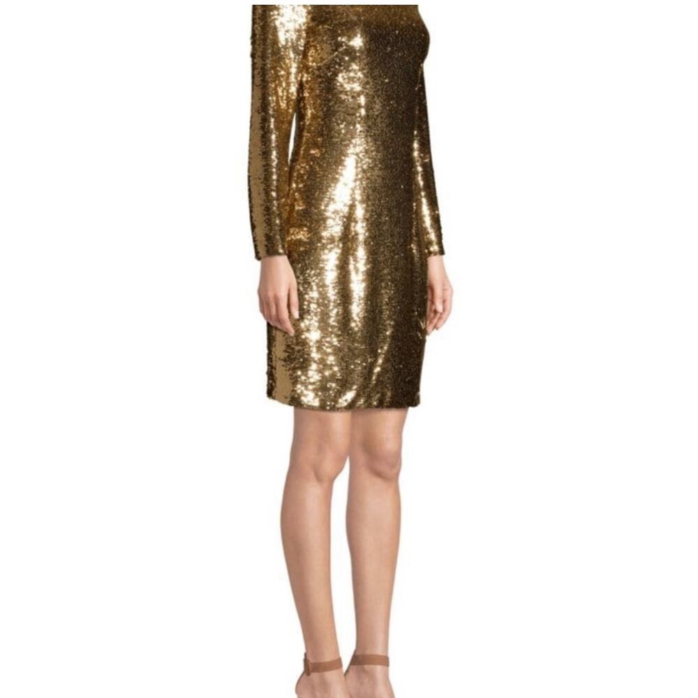 Aidan Mattox Gold Sequin Cocktail Dress- 2